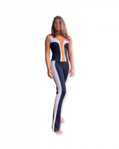 Pantaloni sport alb-negru