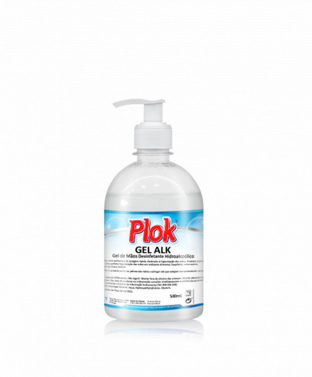 GEL ALK PLOK - Gel Mãos Desinfetante Hidroalcoól c/ bomba doseadora 500 ml