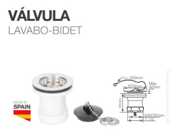 404035014 - Válvula para bacia - bidé 1" 1/2 Ø70mm