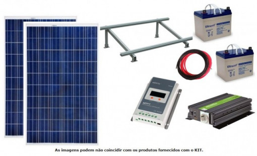 Kit Solar Fotovoltaico 2x265W c/ duas baterias gel para sistema 12/24V varias potências