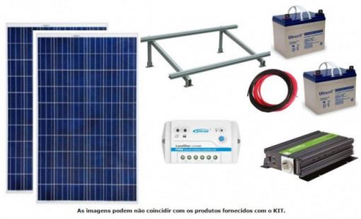 Kit Solar Fotovoltaico 1x275W c/ duas baterias gel para sistema 24V varias potências