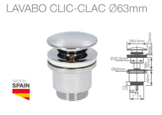 404035020 - Válvula de drenagem para rolha clic-clac de lavatório Ø63,5mm cromada
