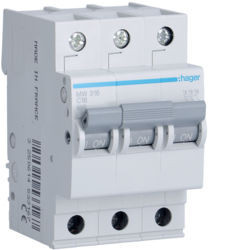 01 - MW316 - 3250614533167 Disjuntor 3P 16A C 3kA 3M HAGER