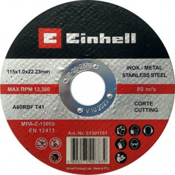 61301151 - DISCO CORTE INOX 115X1X22,23MM EINHELL