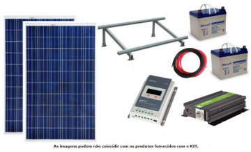 Kit Solar Fotovoltaico 2x265W c/ duas baterias gel para sistema 12/24V varias potências