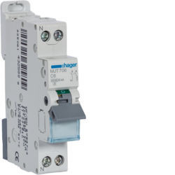 MJT706 - Disjuntor 1P+N 6A C 4.5/6KA 1 M HAGER