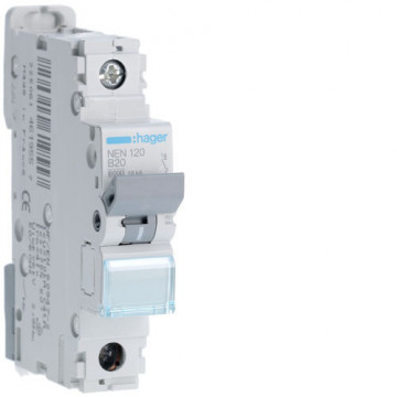 NEN120 - Disjuntor 1P 20A B 6/10kA 1M HAGER EAN:3250614619557