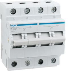 SF263 - Inversor 2P 63A c/ponto zero 4M HAGER EAN:3250615561008