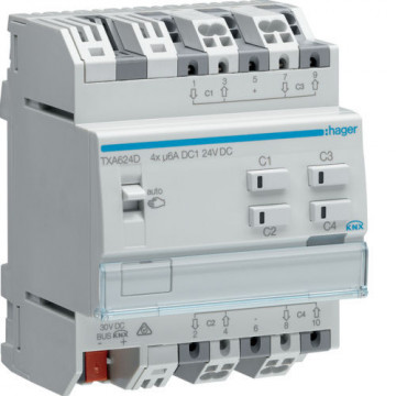 TXA624D - Actuador estores/pers. 4 canais 24V KNX HAGER EAN:3250616048768