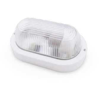 000700644 - Aplique plástico liso oval, E27 60W 230V Branco 8436021946447