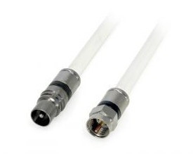 385601 -4031136022105 TELEVES - Chicote Coaxial "F" - "CEI" Macho compressão 3m Branco (Bolsa B0)