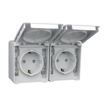 48865 CCZ - TOMADA DUPLA SCHUKO HORIZ C/OBTUR CINZENTA EFAPEL 5603011067311