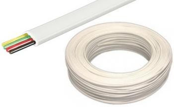 Bobine Cabo Telefone 4 Condutores Espalmado Branco (100 mts)