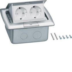 BSQ2R45E - Caixa de chão rectangular 2 Schuko inóx HAGER EAN:4012002249048