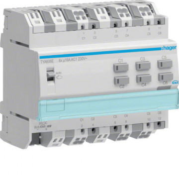 TYA606E - Actuador bin. 6 canais 16A KNX-S c/ med. HAGER EAN:3250616059917