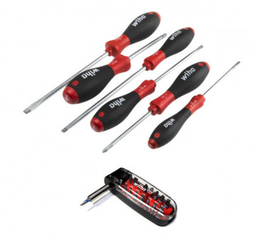 WIHA - 35565+07152 CONJUNTO DE CHAVES SOFTFINISH INDUSTRIAL 6 PEÇAS + 18 BITS CROCOBOX 5518