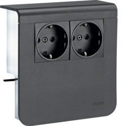 11 - SL200809009011 - 4012740895446 Sup. 2xSchuko SL20080, preto grafite HAGER