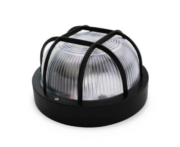 000700157 - Aplique redondo de plástico, E27 60W 230V Preto 8436021941572