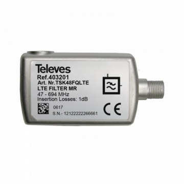 403201 -8424450188965 TELEVES - Filtro LTE Média Rejeição (MR) "F" 47...694MHz VHF/UHF (C21-48), Interior
