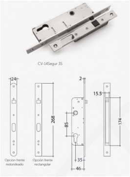 CV-14 Segur35 - Trinco segurança, fecho com parafuso segurança 12V AC/DC INOX GOLMAR