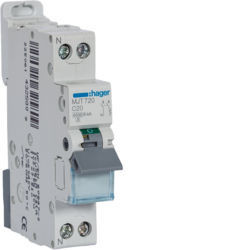 MJT720 - Disjuntor 1P+N 20A C 4.5/6KA 1M HAGER EAN:3250614325830