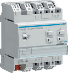 TXA624D - Actuador estores/pers. 4 canais 24V KNX HAGER EAN:3250616048768