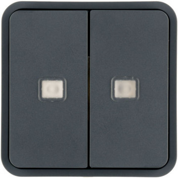 WNT954 - Tecla 2x Cubyko KNX c/ sinaliz, cinza HAGER EAN:3250617178822