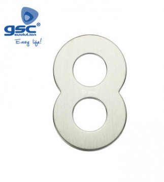 003302618 - Porta número 8 de aço inoxidável com adesivo 8433373026186