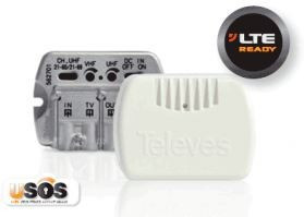 562701 -8424450161043 TELEVES - Amplificador Apartamento NanoKom 1e/1s "EasyF": 47...790/862MHz G 13/26dB Vs 98/106dBµV c/USOS + Alim. Preampl. 12V-150mA