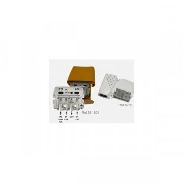 567802 -8424450165911 TELEVES - Amplificador Mastro NanoKom 3e/1s "EasyF" : UHF[dc]-VHFmix-FImix[dc] con USOS + Alimentação PicoKom 1e/1s "EasyF" 12V-220mA. Kit com Refs.: 561601 e 5796