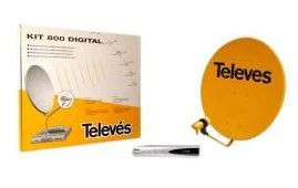 7506 -8424450075067 TELEVES - Kit SAT 800 Digital Universal: Parábola 800 + LNB Universal Receptor Digital, Ref.7118 + LNB Universal, Ref.7475