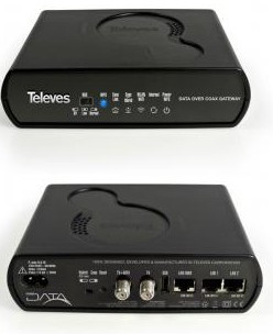 769301 -8424450170373 TELEVES - Router Transmissor/Receptor Datos 1Gbps-HDTV por Coaxial, PLC e WiFi (opção Low Power WiFi), 3 Conectores Ethernet e 2 Conectores "F"