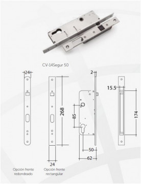 CV-14 Segur50 - Trinco segurança, fecho com parafuso segurança 12V AC/DC INOX GOLMAR