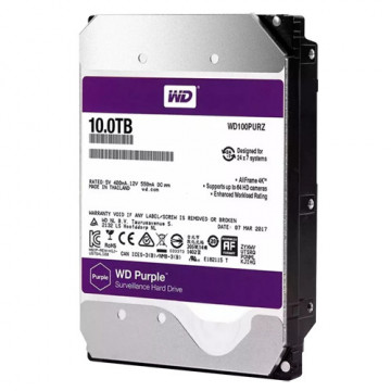 Disco rígido Western Digital - Capacidade 10 TB - Intérfase SATA 6 GB/s - Modelo WD100PURX-78 - Especial para Videogravadores - Solto ou instalado em DVR