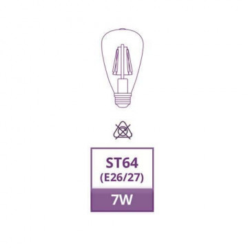 MRD-ST64E2770CEA - LÂMPADA ST64 LED FILAMENTO 7W 2300K AMBER GLASS OMNIUM ELECTRIC