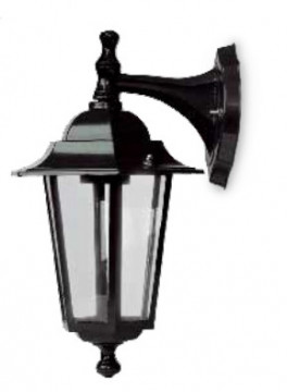 000701857 - Lanterna de jardim em alumínio com braço para cima E27 60W preto 8433373018570