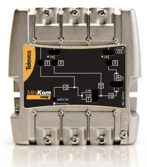 562501 -8424450161296 TELEVES - Amplificador MiniKom MATV 3e/1s "EasyF": FM-VHF-UHF G 15-(22||32)-(30||40)dB Vs 113-114-117dBµV