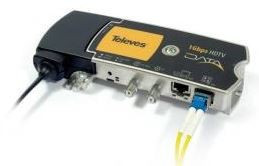 769202 -8424450165850 TELEVES - CoaxData Transmissor/Receptor Dados 1Gbps-HDTV por Coaxial e PLC, 1 Conector Ethernet, 1 Conector SFP (Fibra Óptica) e 2 Conectores "F"