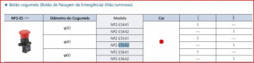 CAIXA NP2-J01 + NP2ES542 (BOTÃO EMERGÊNCIA PVC C/ SETA 1NC 40MM VERMELHO)