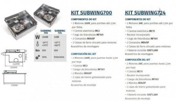 MOTORLINE KIT SUBWING 724 AUTOMATISMOS PARA PORTÕES DE BATENTE