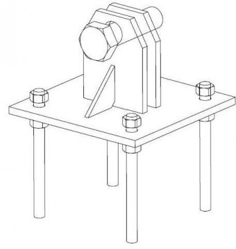 3134 -8424450136751 TELEVES - Base Basculante Chumbar/Aparafusar (com placa) Torre 450 Zinco+Vermelho