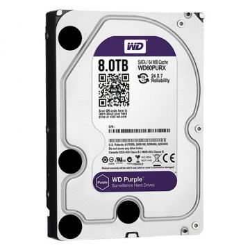 Disco rígido Western Digital - Capacidade 8 TB - Intérfase SATA 6 GB/s - Modelo WD80PURX - Especial para Videogravadores - Solto ou instalado em DVR