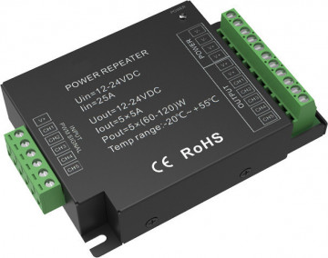 216433.4560 - Amplificador RGB+W+A 12-24Vdc 5X5A 5x120W (24Vdc) - Quant. fornecida = 1 un
