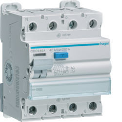 CDC640A - Inter. dif. 3P+N 40A 30 mA tipo AC 4M HAGER EAN:3250611621300