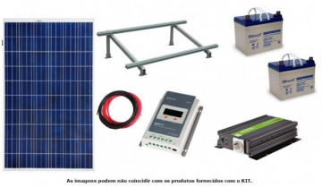 Kit Solar Fotovoltaico 265W c/ duas baterias gel para sistema 24V varias potências