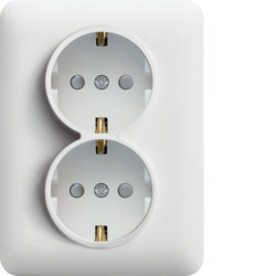WL1260 - lumina 2 Tom. 2x Schuko c/obtur., branco HAGER EAN:8694407001085