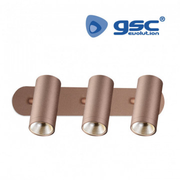 202000003 - Refletor triplo linear para teto GU10 Max.60W Cobre 8433373018389