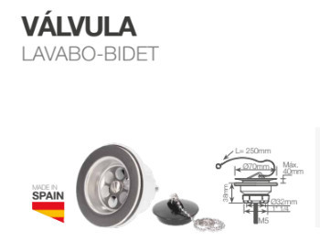 404035013 - Válvula para bacia - bidé 1" 1/4 Ø70mm