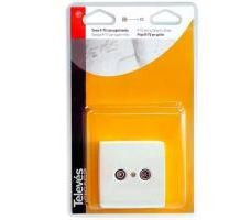 4335 -8424450043356 TELEVES - Tomada TV-FM Ponteada com Suplemento de parede (Blister T1) Tomada + Suplemento de parede + Embelezador