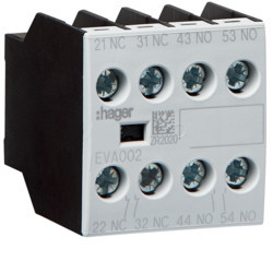 EVA002 - Contacto Aux. ligação frontal 2NA+2NF HAGER EAN:3250612232000